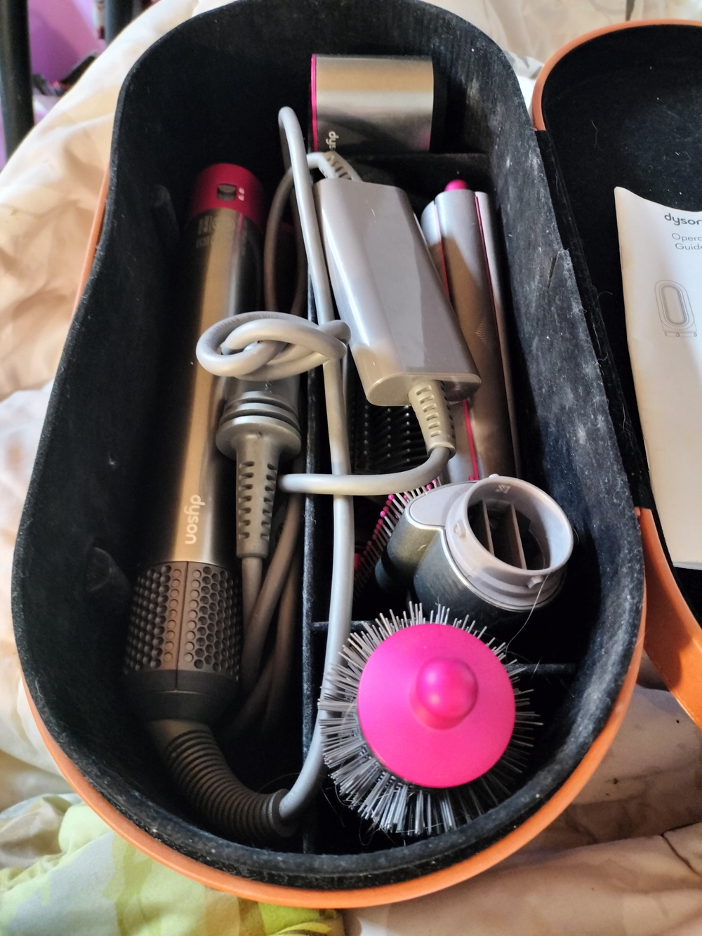 Dyson Airwrap styling set in silver and hot pink FOR PARTS ONLY